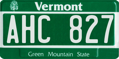 VT license plate AHC827