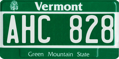 VT license plate AHC828