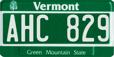 VT license plate AHC829