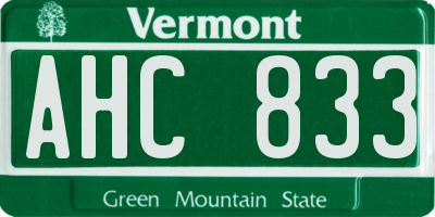 VT license plate AHC833