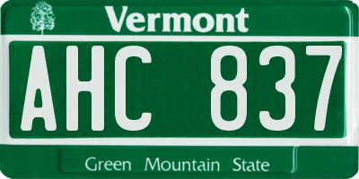 VT license plate AHC837