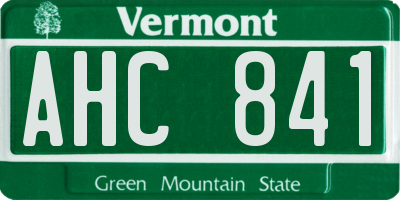 VT license plate AHC841