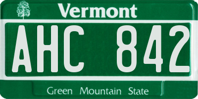 VT license plate AHC842