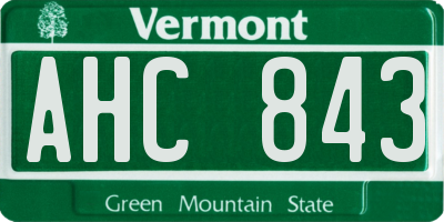 VT license plate AHC843