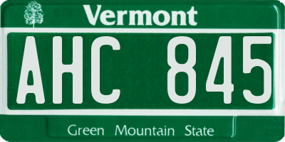 VT license plate AHC845