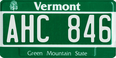 VT license plate AHC846
