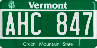 VT license plate AHC847