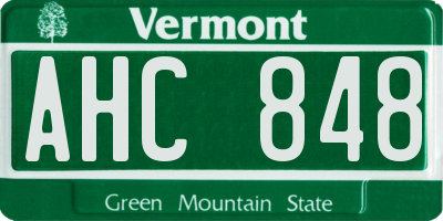 VT license plate AHC848