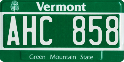 VT license plate AHC858