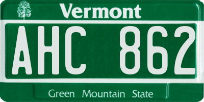 VT license plate AHC862