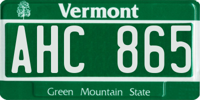 VT license plate AHC865