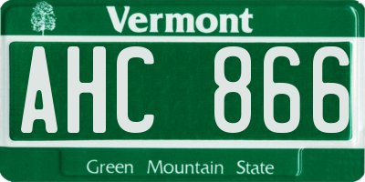 VT license plate AHC866