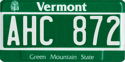 VT license plate AHC872
