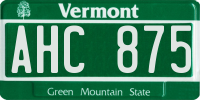 VT license plate AHC875