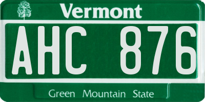 VT license plate AHC876