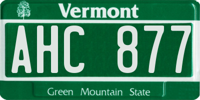 VT license plate AHC877