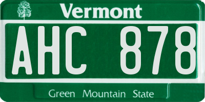 VT license plate AHC878