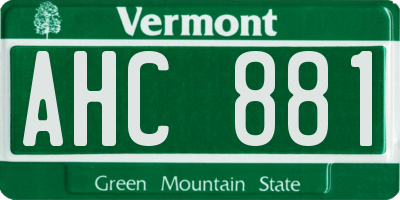 VT license plate AHC881