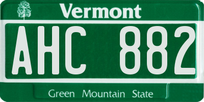 VT license plate AHC882