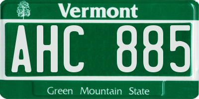 VT license plate AHC885