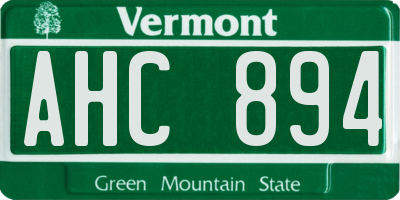 VT license plate AHC894