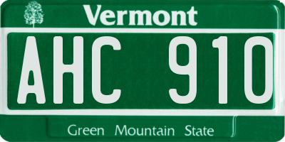 VT license plate AHC910