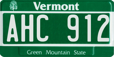 VT license plate AHC912
