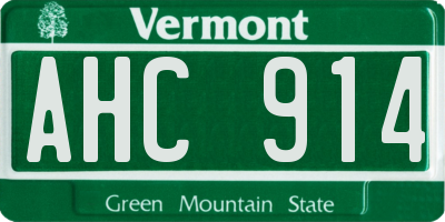 VT license plate AHC914