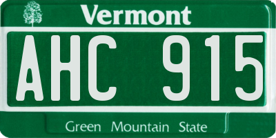 VT license plate AHC915