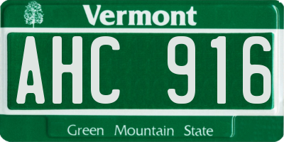VT license plate AHC916