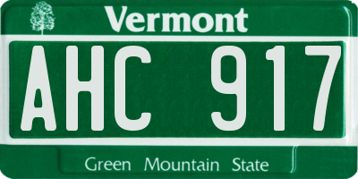VT license plate AHC917