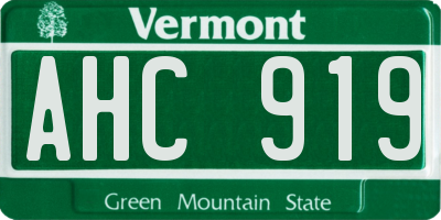 VT license plate AHC919