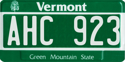VT license plate AHC923