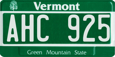 VT license plate AHC925