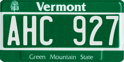VT license plate AHC927