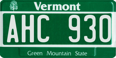 VT license plate AHC930