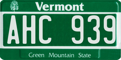 VT license plate AHC939