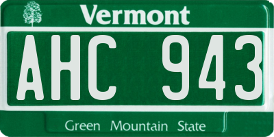 VT license plate AHC943