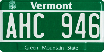VT license plate AHC946