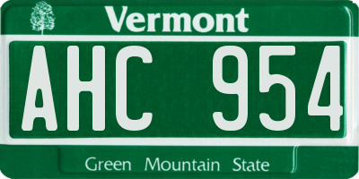 VT license plate AHC954