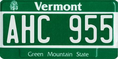 VT license plate AHC955