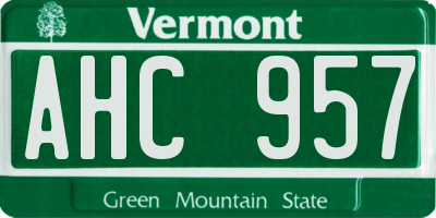 VT license plate AHC957