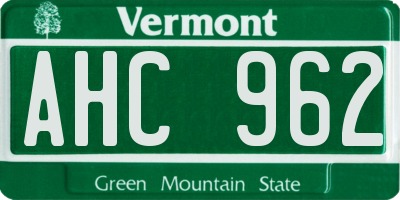 VT license plate AHC962