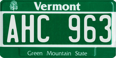 VT license plate AHC963