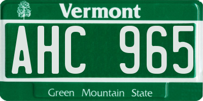 VT license plate AHC965