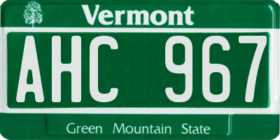 VT license plate AHC967