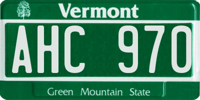VT license plate AHC970
