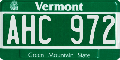 VT license plate AHC972
