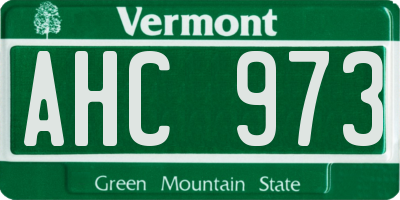 VT license plate AHC973