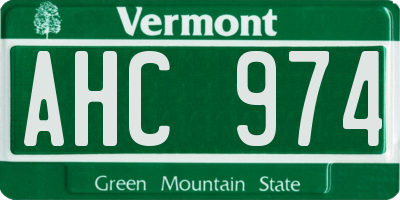 VT license plate AHC974